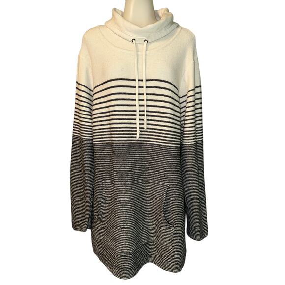 T by Talbots Women's XL Striped Cowl Neck Sweater - Picture 2 of 7